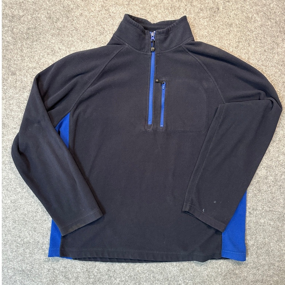 Starter 1/4 Zip Fleece Pullover‎ Large Black Blue Colorblock Soft Activewear